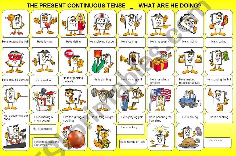 PRESENT CONTINUOUS TENSE- WHAT ARE HE DOING? B&W