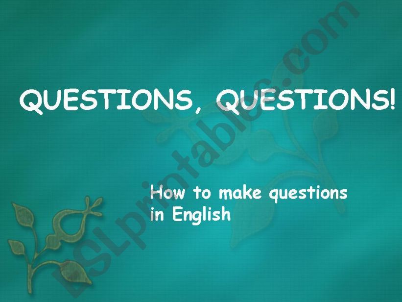 Question formation revision powerpoint