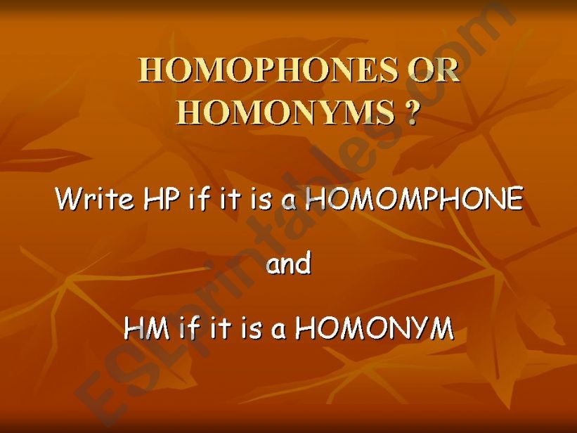 Homophones or Homonyms powerpoint