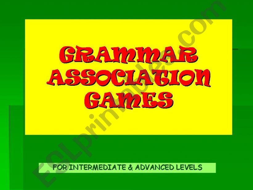GRAMMAR ASSOCIATION GAMES powerpoint