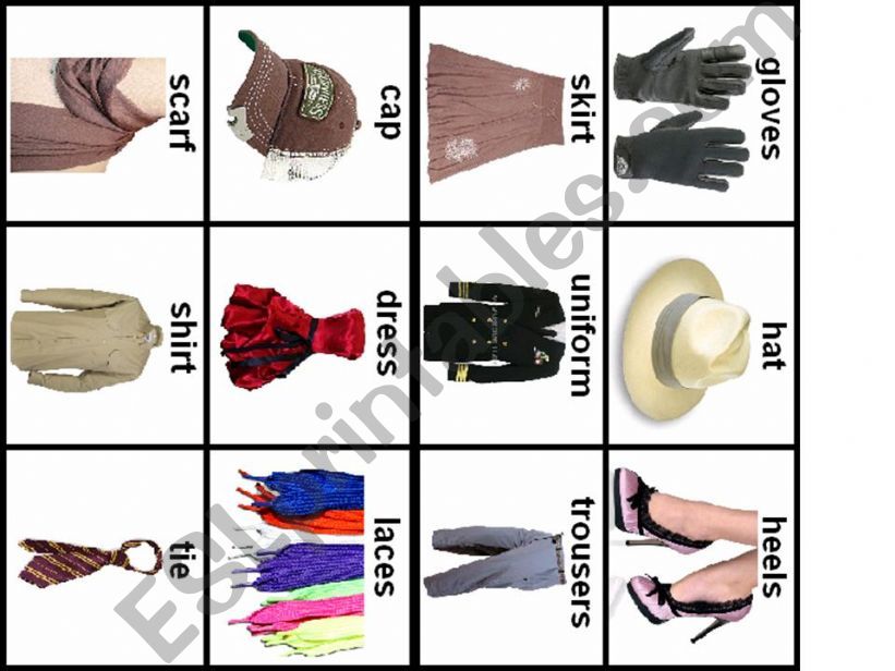 Clothes Bingo Card 2 powerpoint