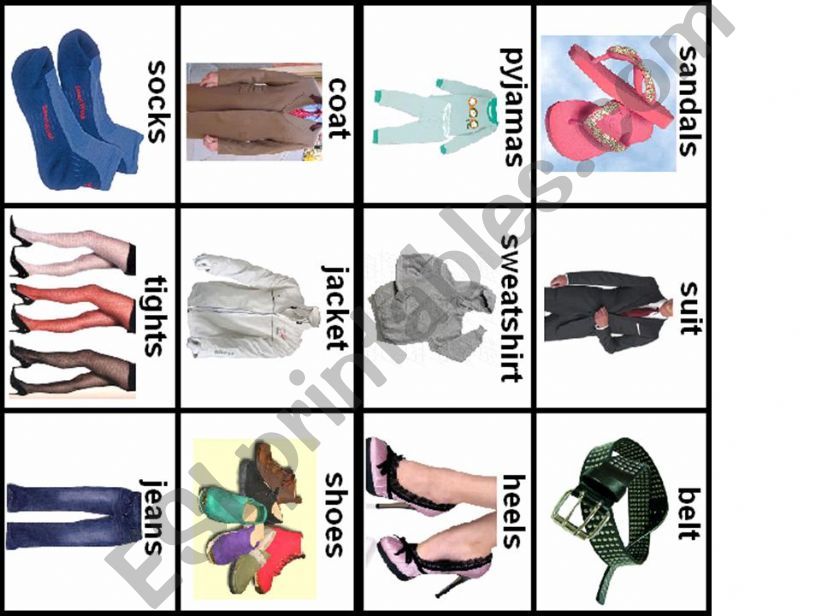 Clothes Bingo Card 3 powerpoint