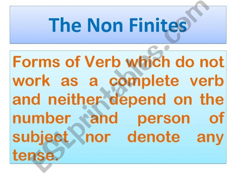 The non-finite verbs powerpoint