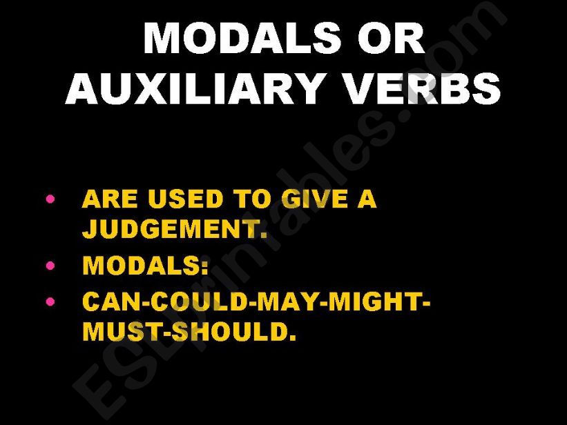 MODALS OR AUXILIARY VERBS powerpoint