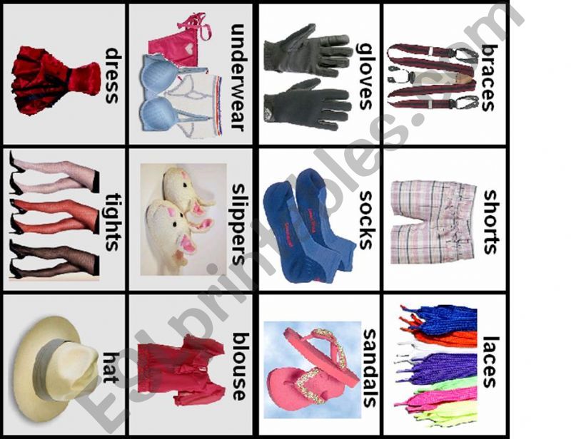 Clothes Bingo Card 4 powerpoint