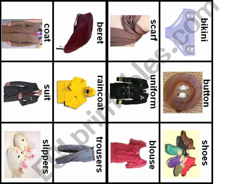 Clothes Bingo Card 5 powerpoint