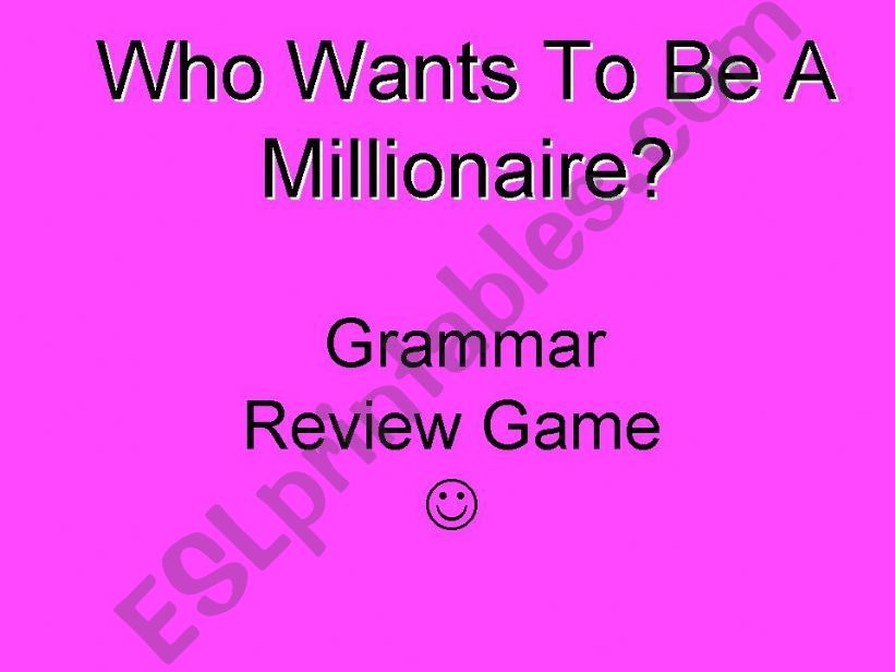 Who Wants to Be a Millionaire Grammar Review Game