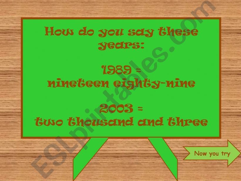 YEARS AND DATES powerpoint