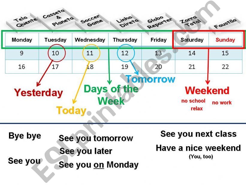 Days of the week presentation powerpoint