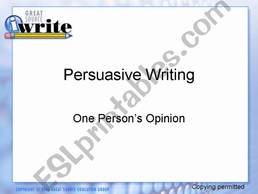 persuasive writing powerpoint