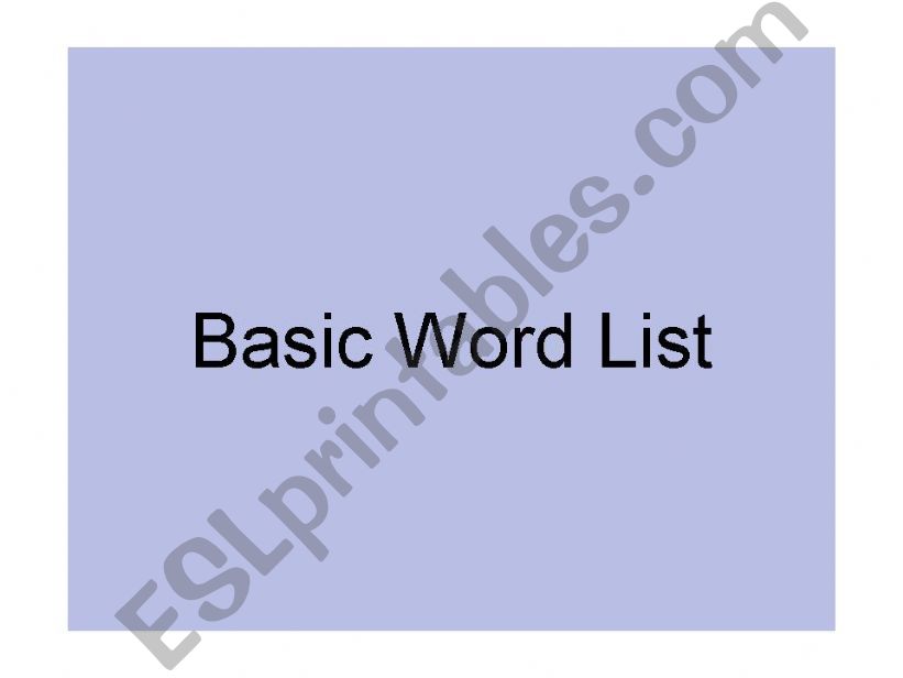 Basic Word List 1 powerpoint