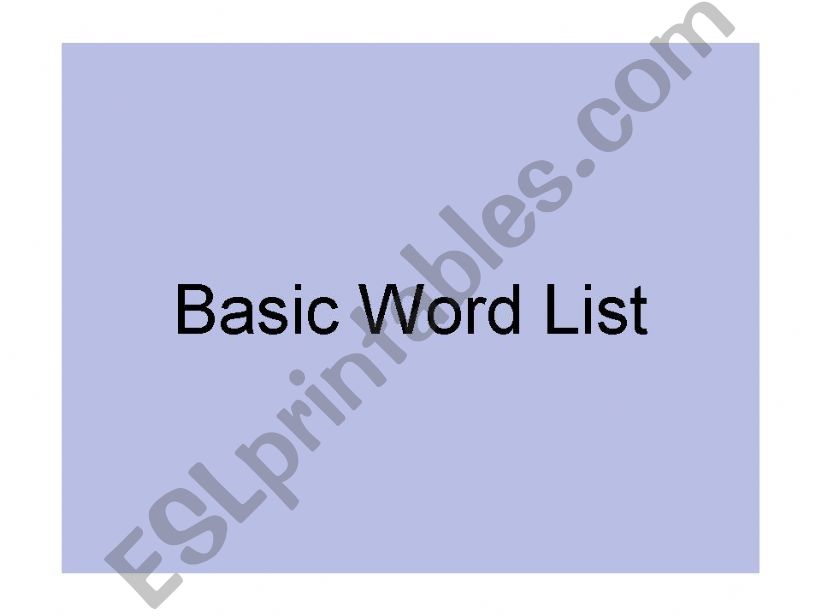 Basic Word List 1 powerpoint
