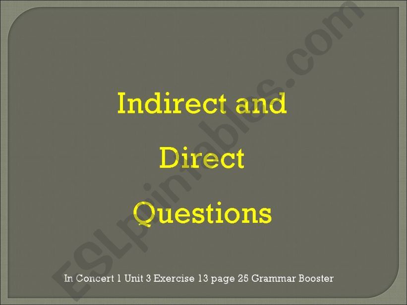 Direct and Indirect questions powerpoint