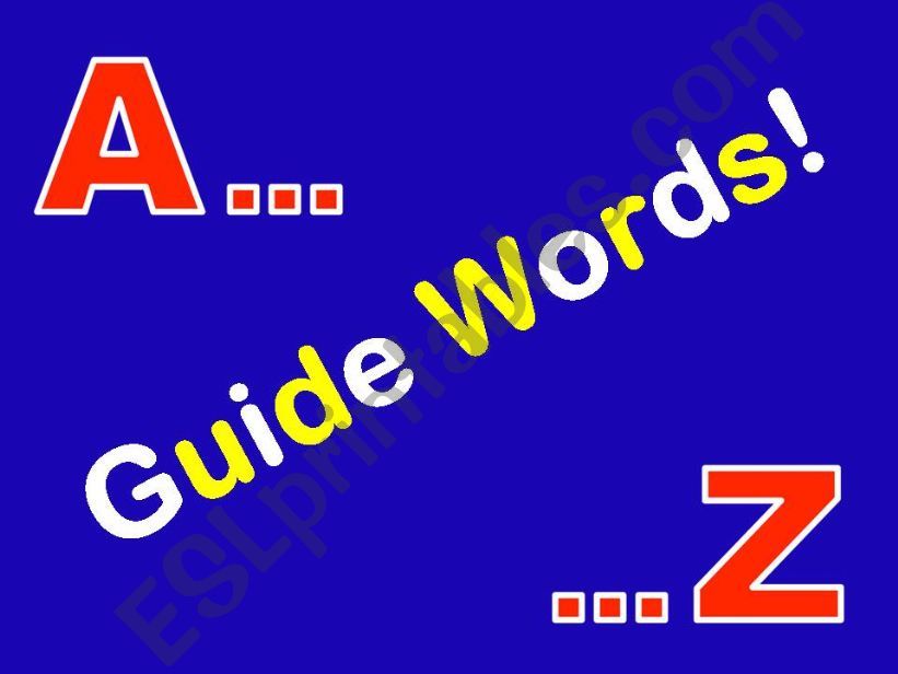 Dictionary guide words powerpoint