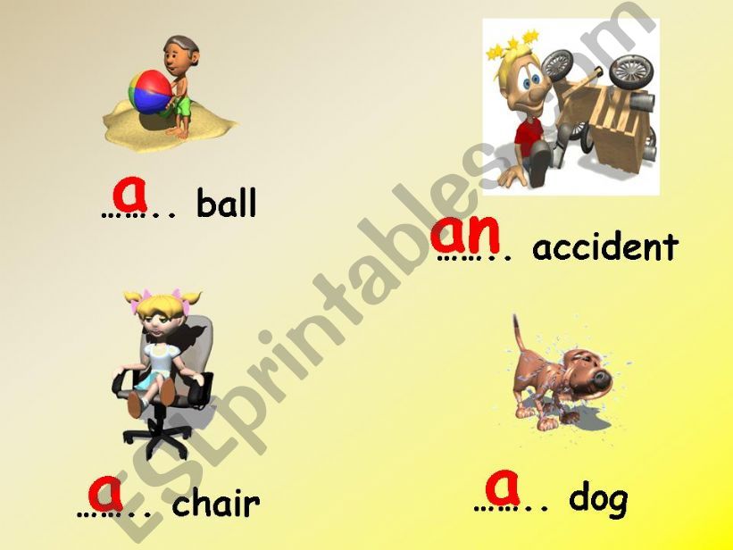 ARTICLES :  a   and  an  (ALL  ANIMATED)