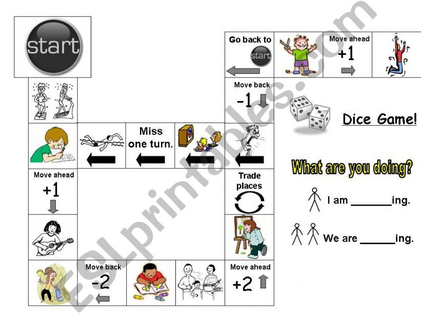 Present Continuous Dice Game powerpoint