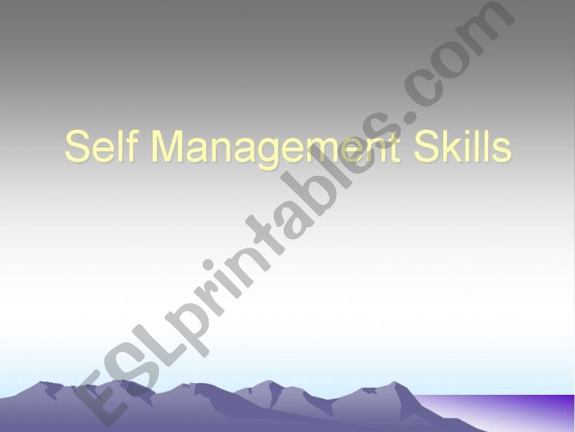 Self Management Skills powerpoint