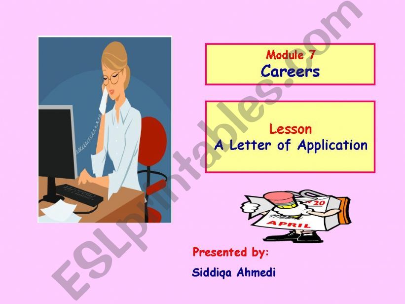 A letter of  application powerpoint