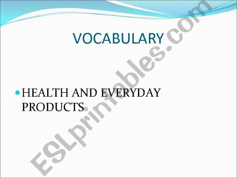 Health vocabulary powerpoint