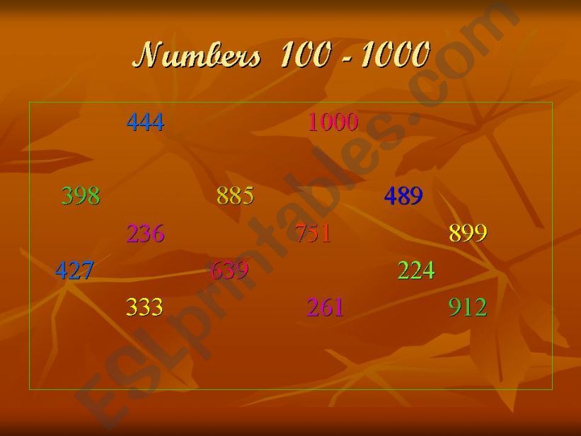 Numbers 100-1000 powerpoint