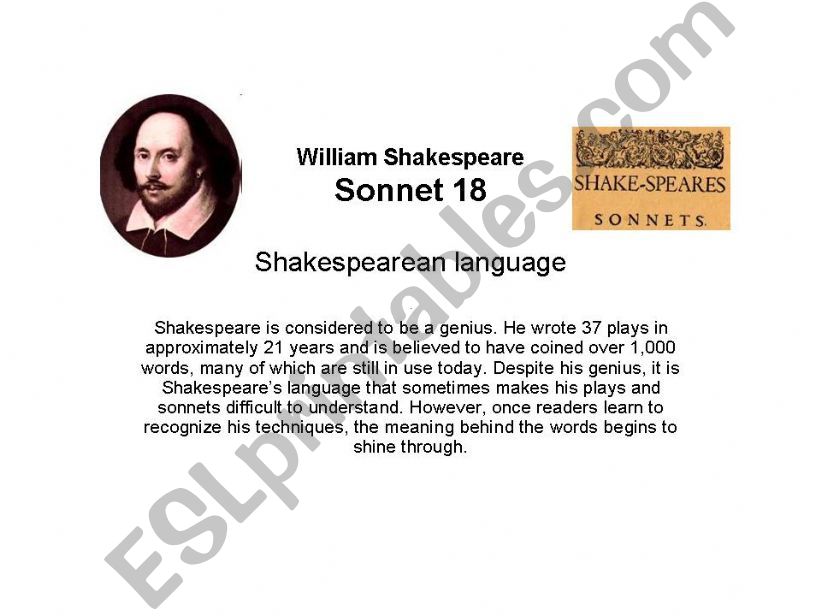 Sonnet 18 by Shakespeare powerpoint