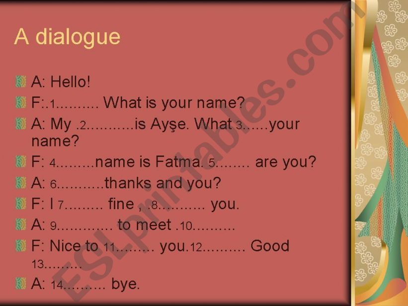 a dilogue about greeting powerpoint