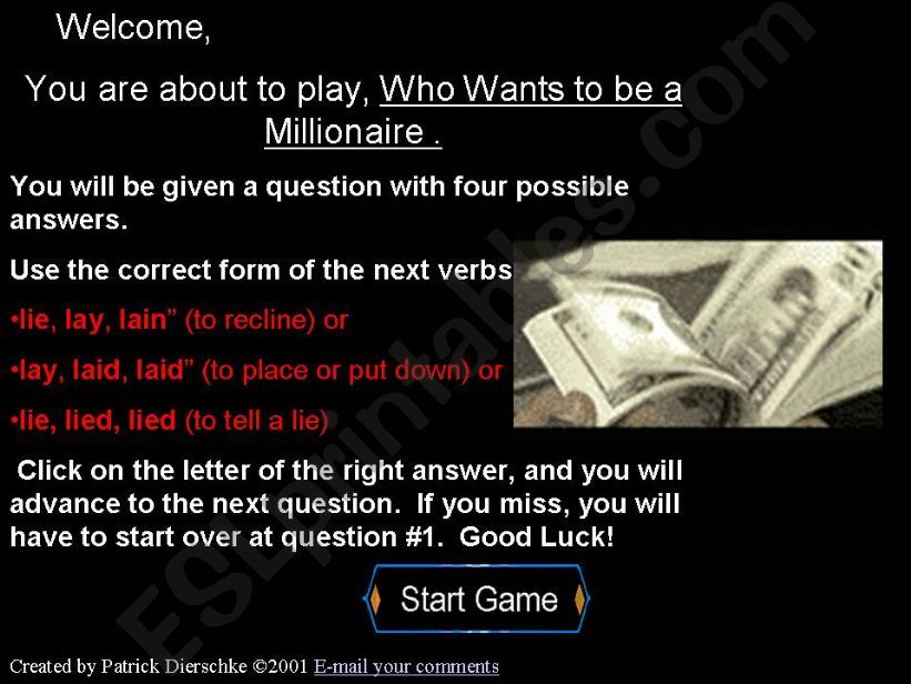 Who wants to be a millionaire- lie or lie or lay