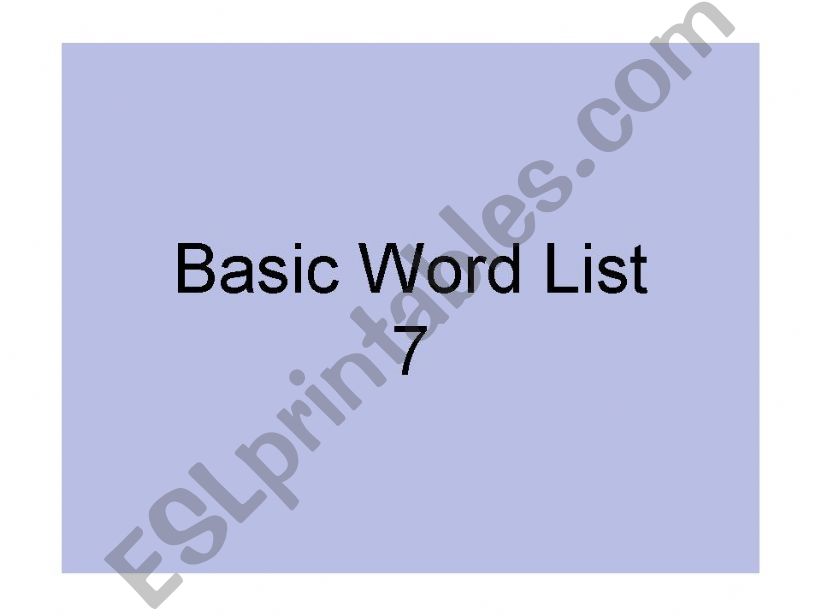 Basic Sight Word List 7 powerpoint
