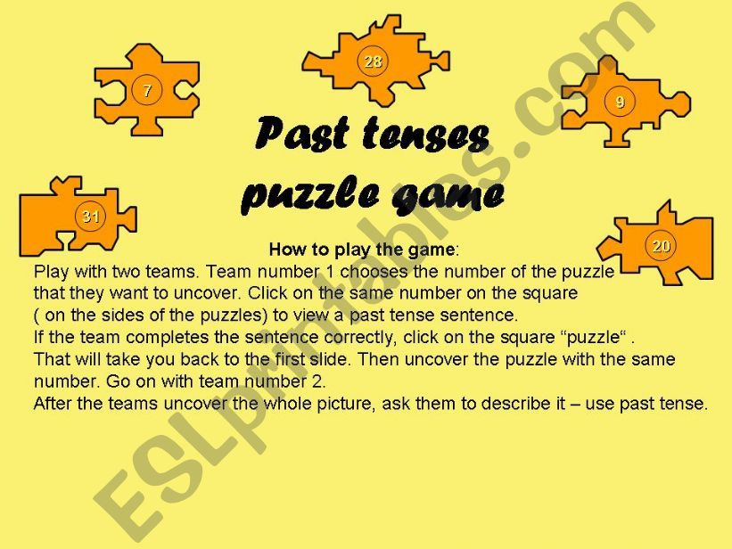 Puzzle game - past tenses powerpoint