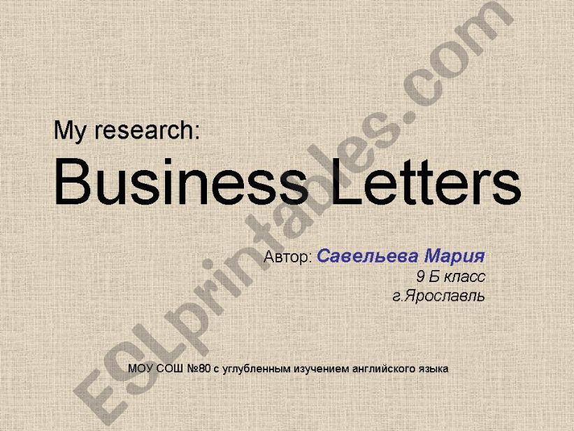 Business Letters powerpoint