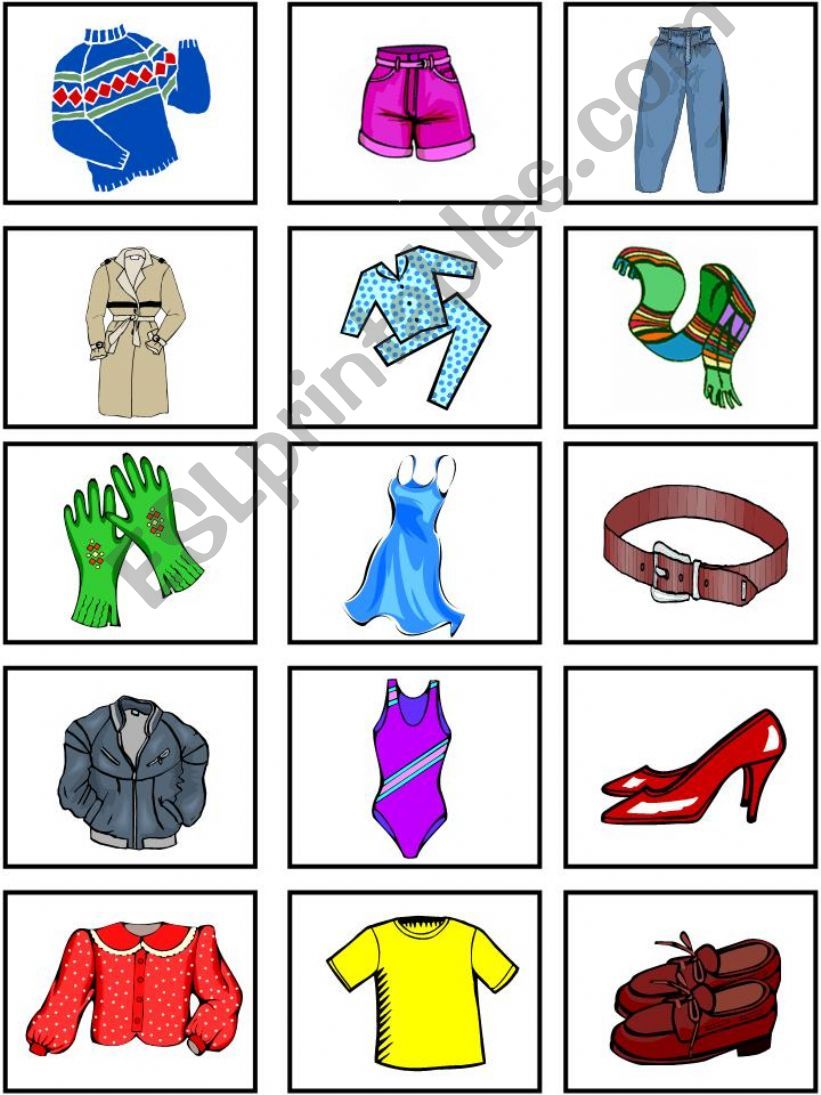CLOTHES memory game cards powerpoint