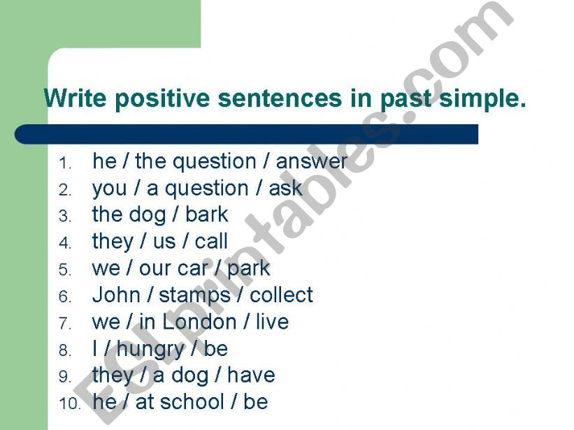 Past Simple Exercises powerpoint