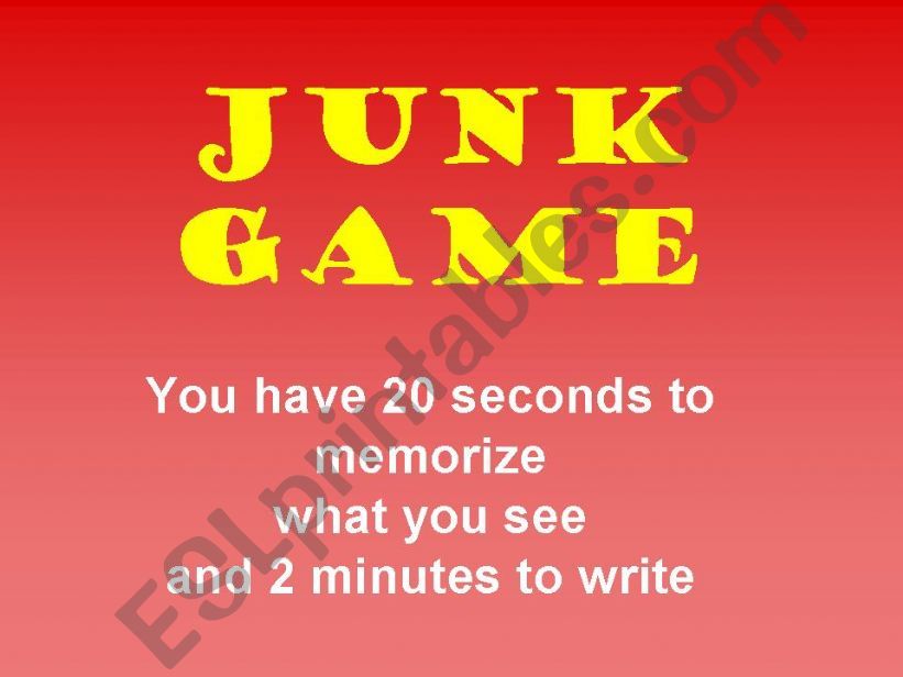 Junk game: school materials powerpoint