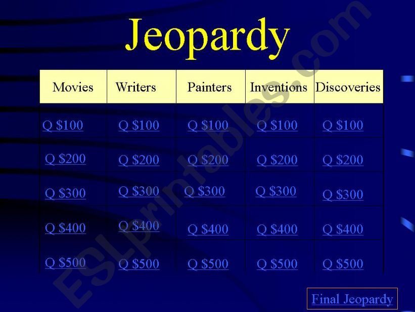 Jeopardy Game powerpoint