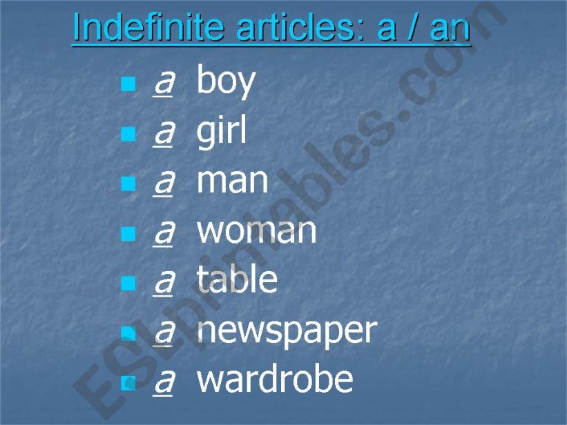 Indefinite articles powerpoint