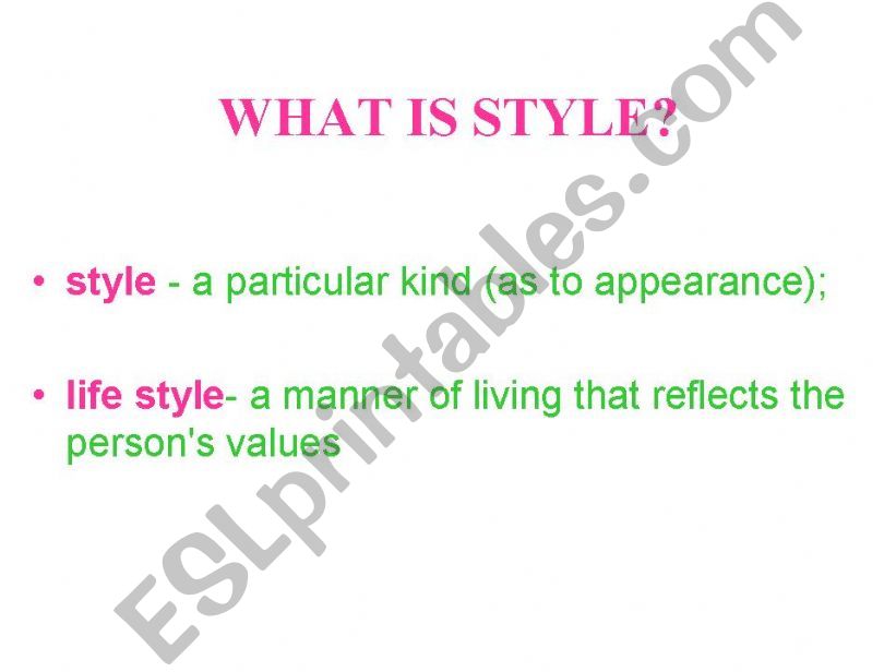 FASHION AND STYLE powerpoint