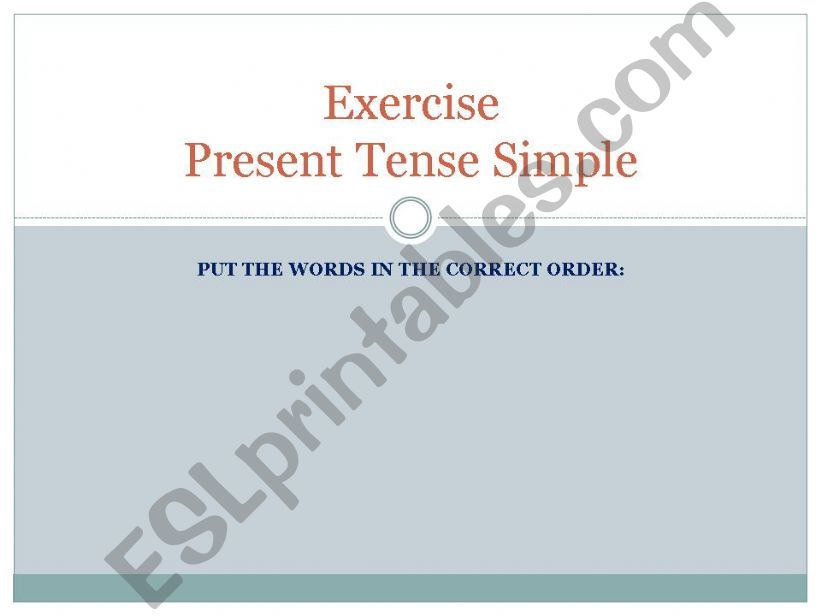 Present Simple-word order powerpoint