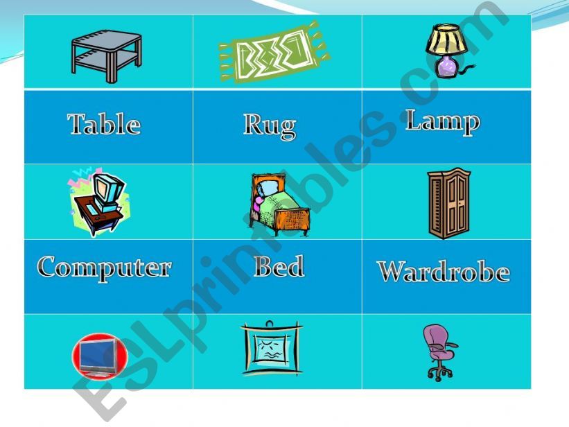 Bedroom Furniture Memory Game powerpoint