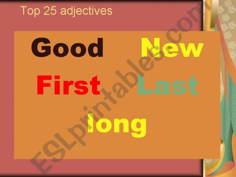 Top 25 adjectives powerpoint
