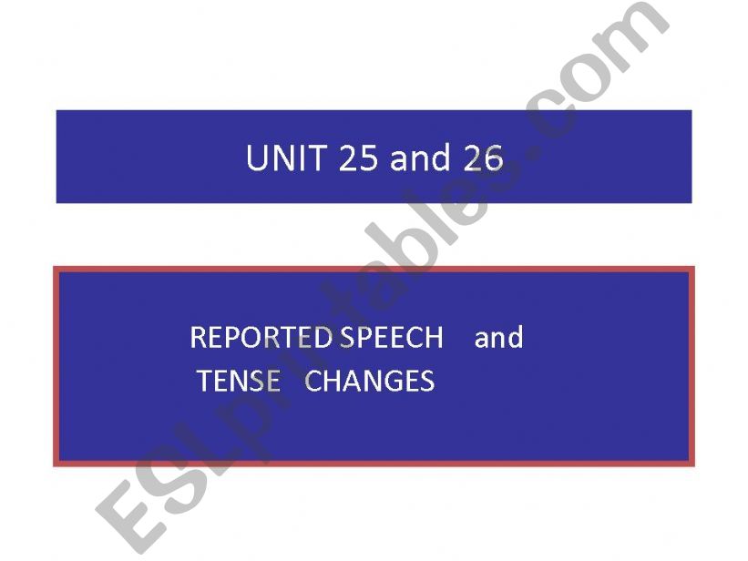 REPORTED SPEECH    and TENSE   CHANGES