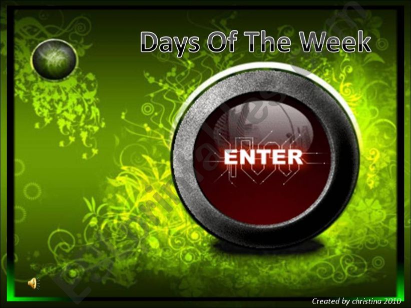 Days of the week powerpoint