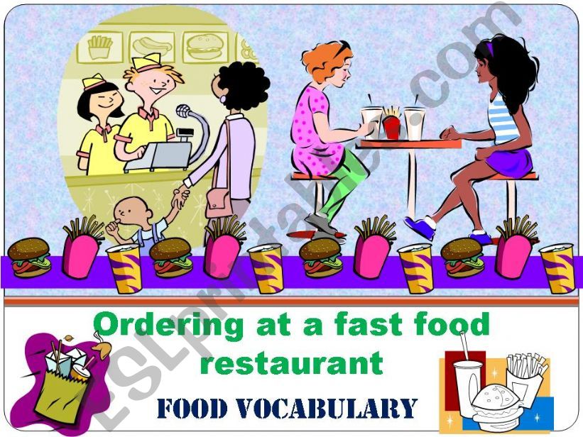 At a fast food restaurant, PART 1 - FOOD VOCABULARY