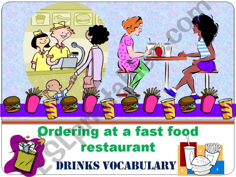 At a fast food restaurant, PART 2 - DRINKS VOCABULARY