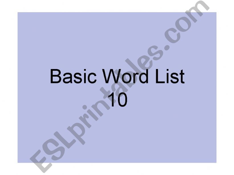 Basic Word List 10 powerpoint