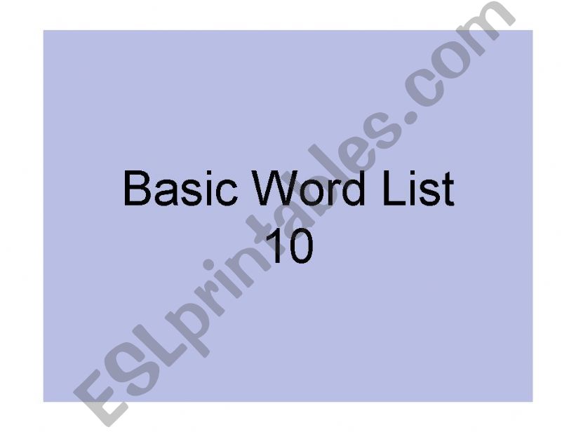 Basic Word List 10 powerpoint