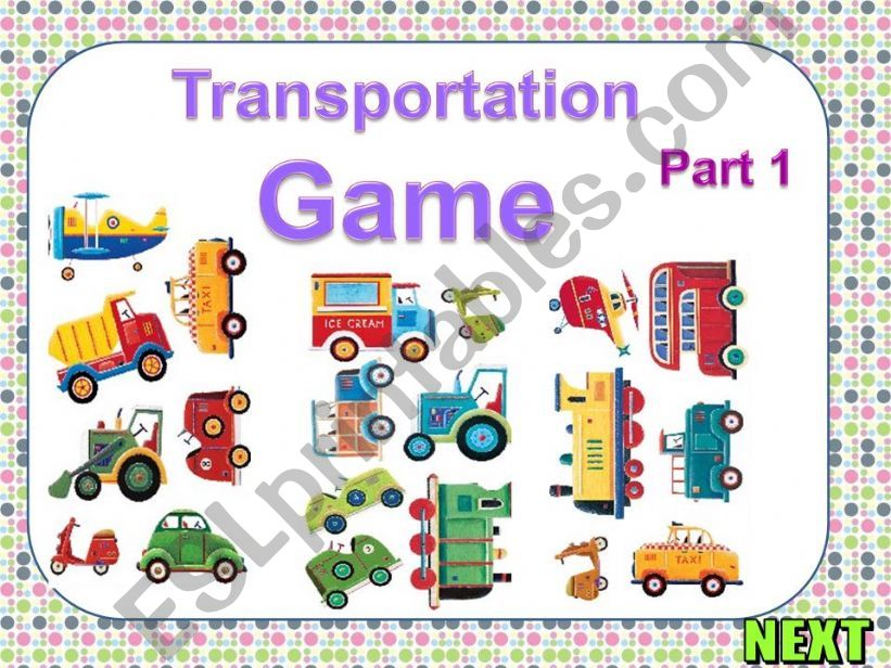 TRANSPORTATION - GAME (1/2) powerpoint