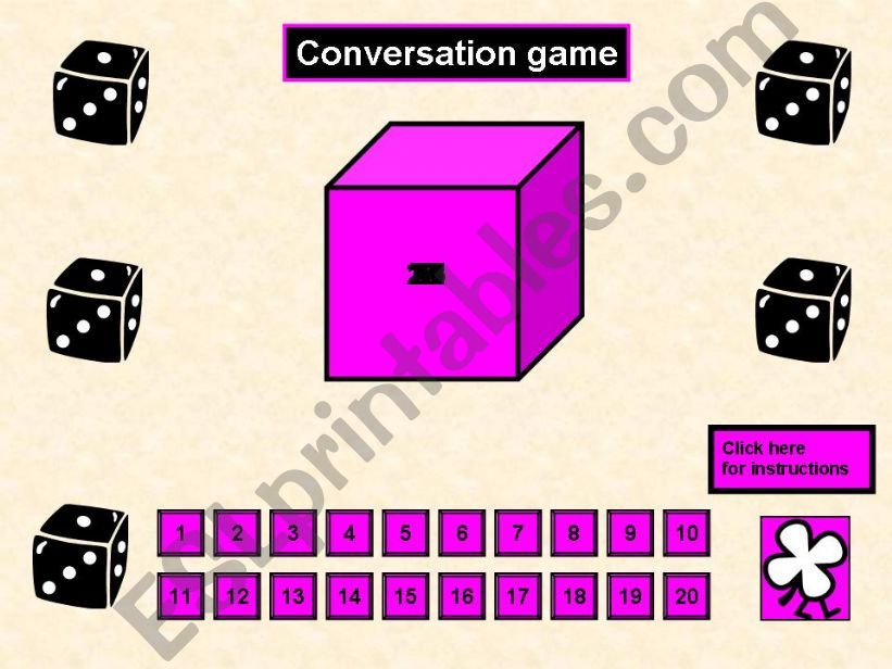 Situational responses - conversation game with DICE that GENERATES NUMBERS