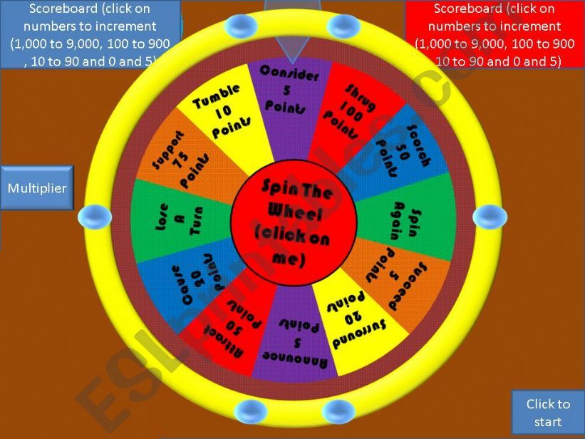 SPIN THE WHEEL FOR TWO TEAMS 200 VERBS PART 3