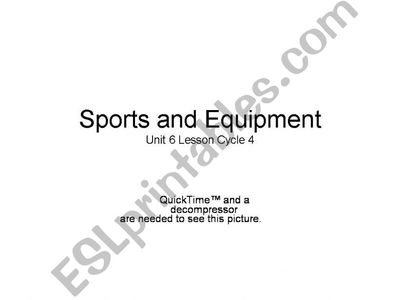 ESL English PowerPoints Sports Equipment