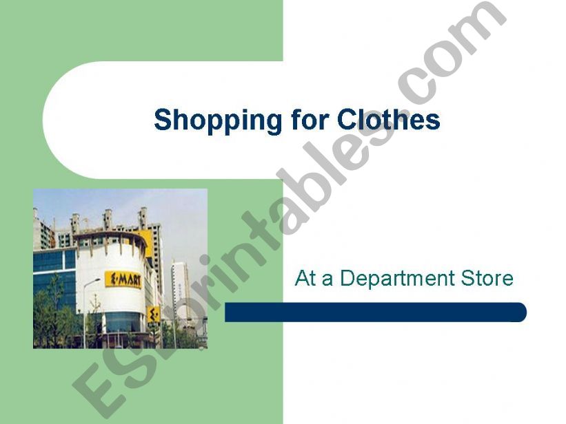 Shopping for Clothes powerpoint